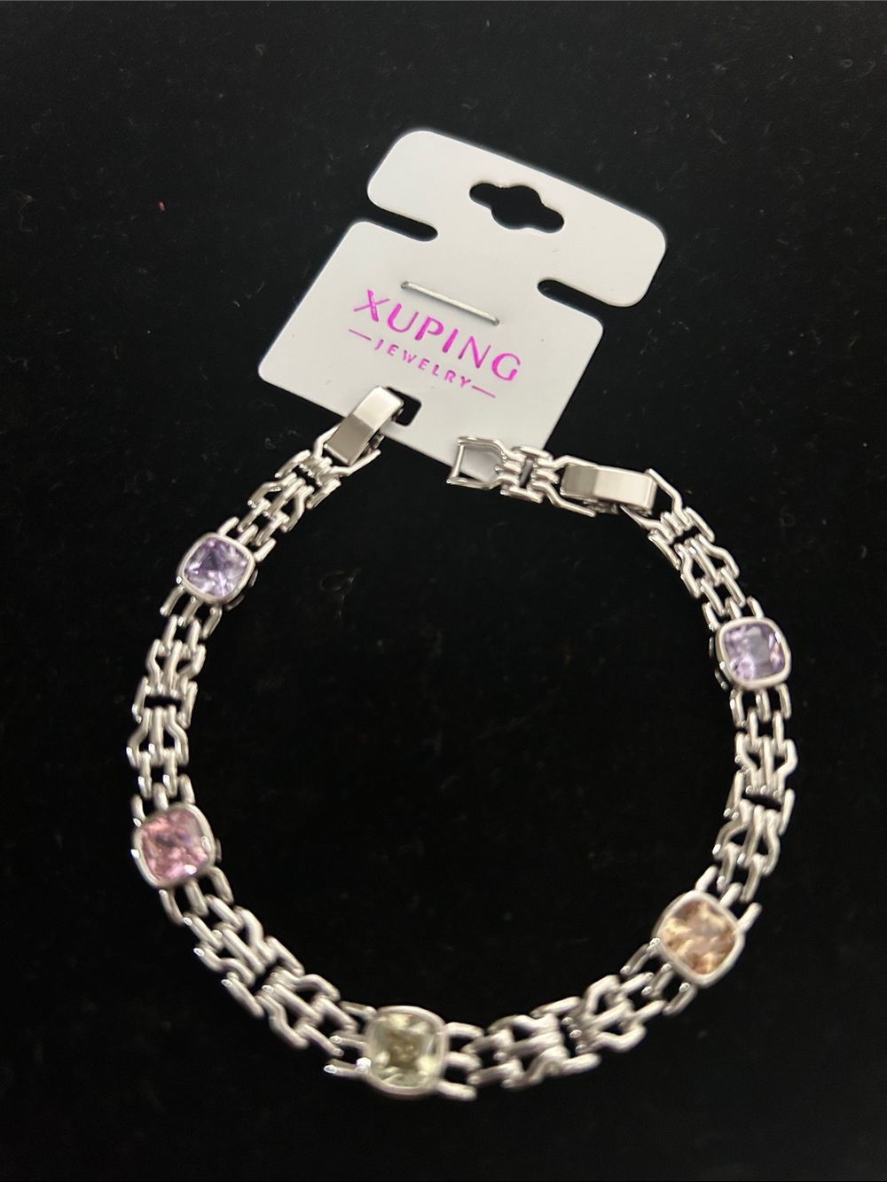 Ping Silver Chain Bracelet with Pastel Gemstones